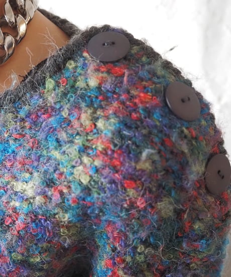 Shoulder Button Mix Color Mohair Knit BLPIOR