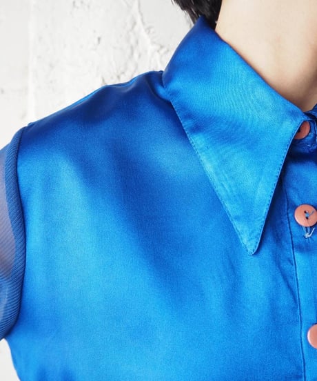 Sheer × Satin Switching Shirt BL
