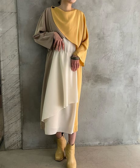 Tri Color Layered Design Dress YEIVBE