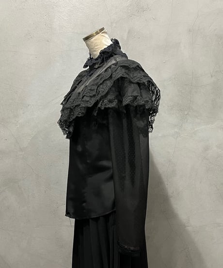 GUNNIES Stand Collar Lace Blouse BK