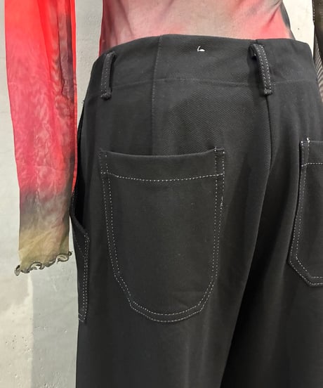 White Stitch Wide Pants BK