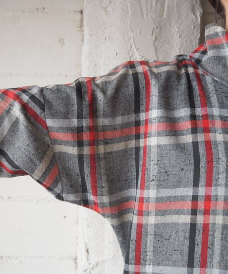 Turn Over Collar Check Pattern Shirt Dress GRRE
