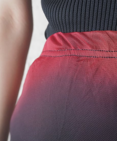 Gradation Color Mellow Mesh Tight Skirt BUR