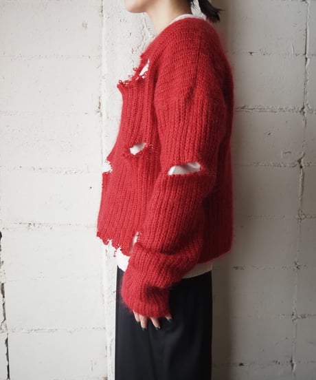 Mohair Damage Short Knit RE