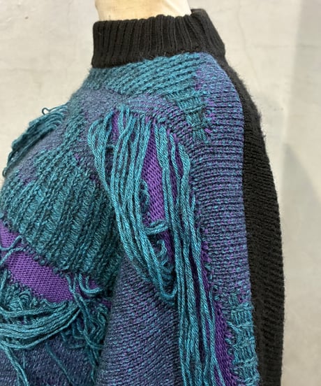 DIESEL Crashed Design Cropped Knit BL PUR BK