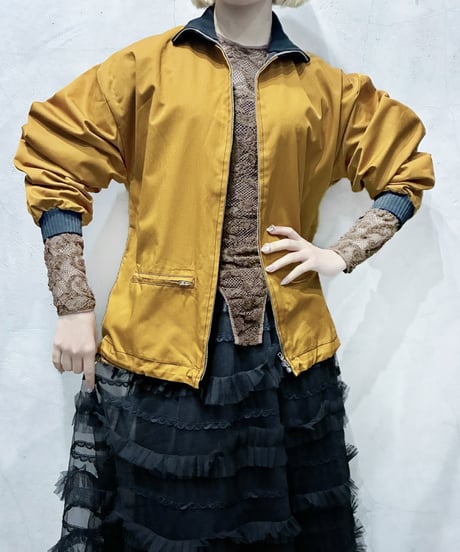 Drawcord Hem Rib Collar Zipup Blouson BRBK