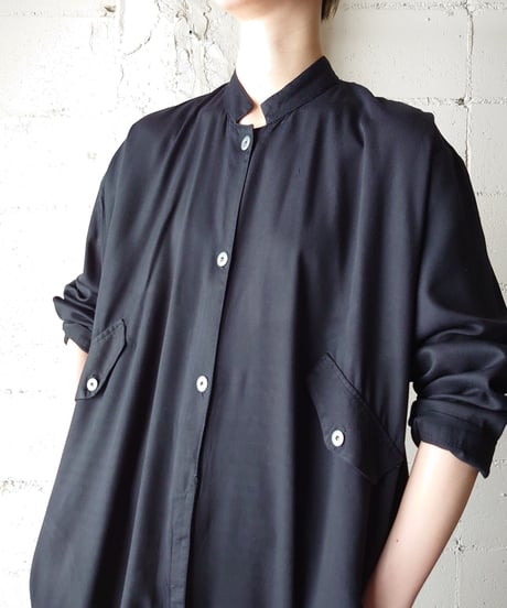 Balloon Silhouette Long Coat Dress BK