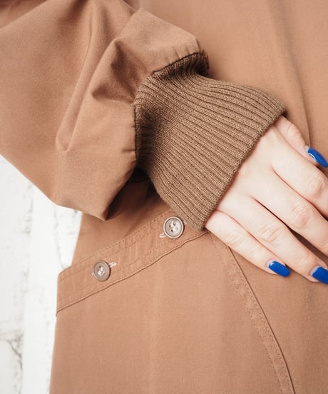 Rib Collar Zip Up Jacket BR
