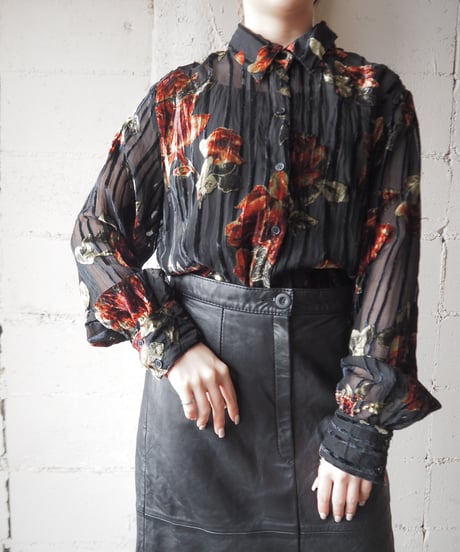 Opal Velour Flower Pattern Shirt BKRE