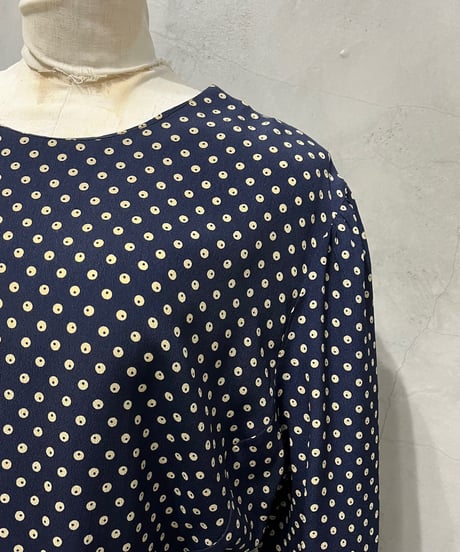 Dot Pattern Collarless Dress NV