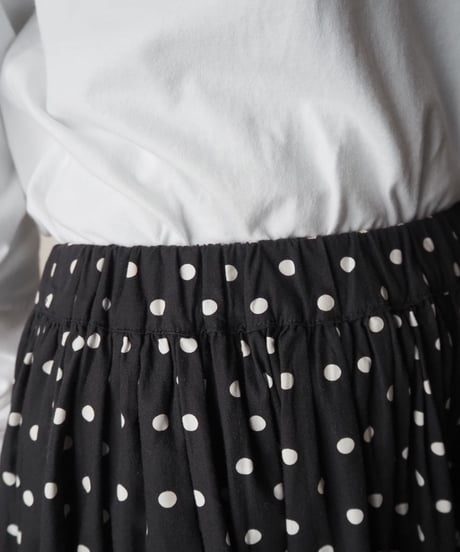 Dot Tiered Long Skirt BK WH