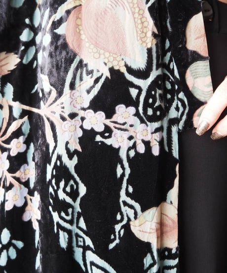 Flower Pattern Velvet Gown BKBL