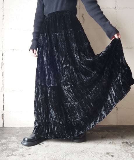 Velour Tiered Skirt BK