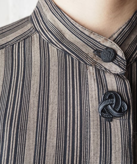 Stand Collar Stripe Long Shirt BR