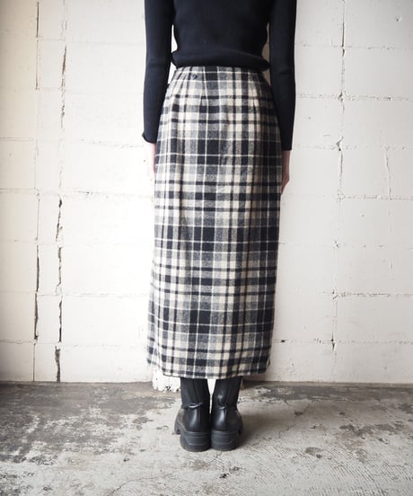 Check Pattern Wrap Tight Skirt BKWH