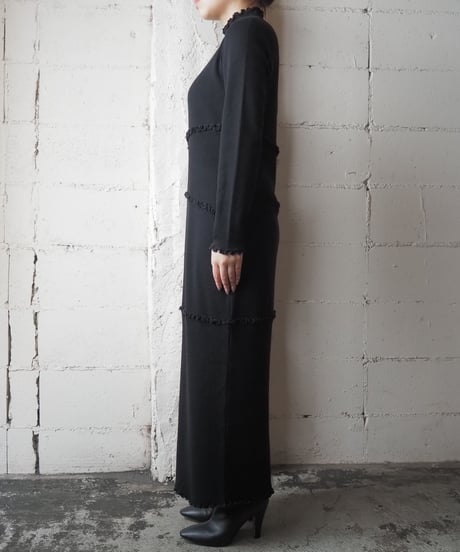 Mock Neck Mellow Design Knit Dress BK