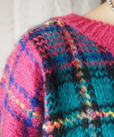Check Pattern Mohair Knit PIGN