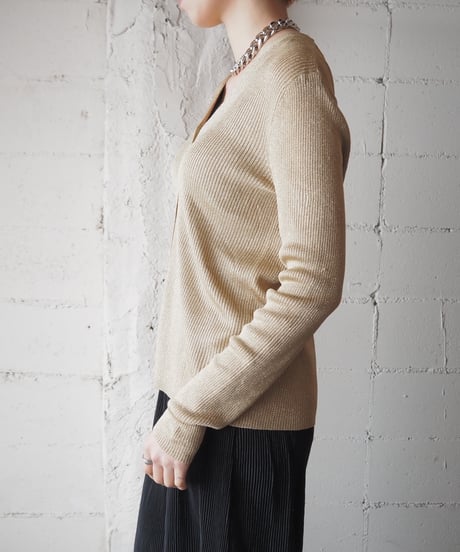 LAUREN  Lame V Neck Cardigan GD