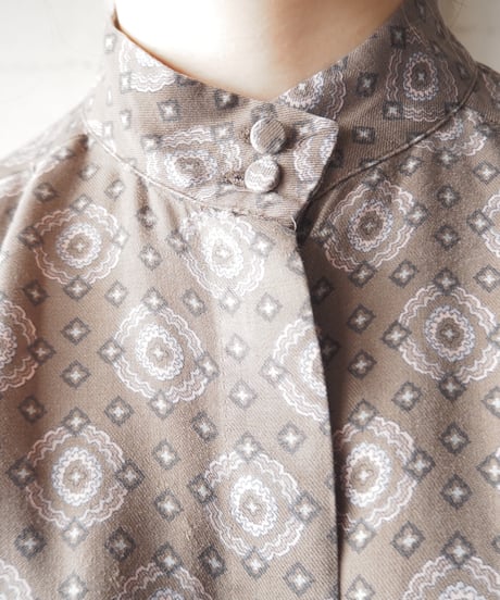 Multi Pattern Band Collar Tuck Shirt LBR