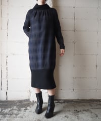 DRIES VAN NOTEN Rib Docking Check Dress NVDBL