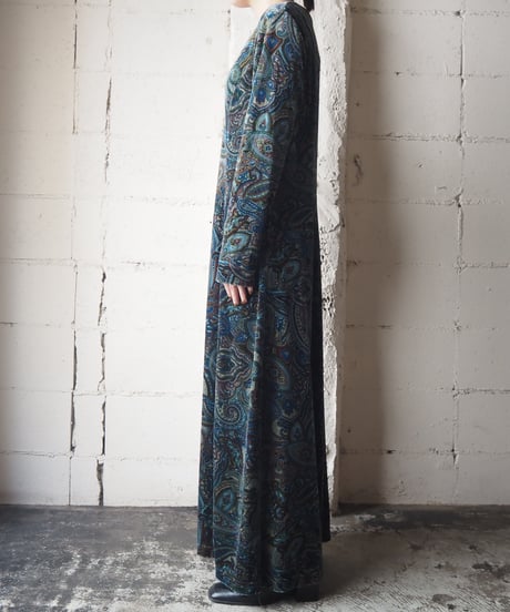 Paisley Pattern Velour Dress BL