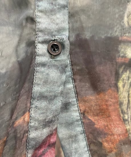 Art Pattern Sheer Shirt Dress BLRE