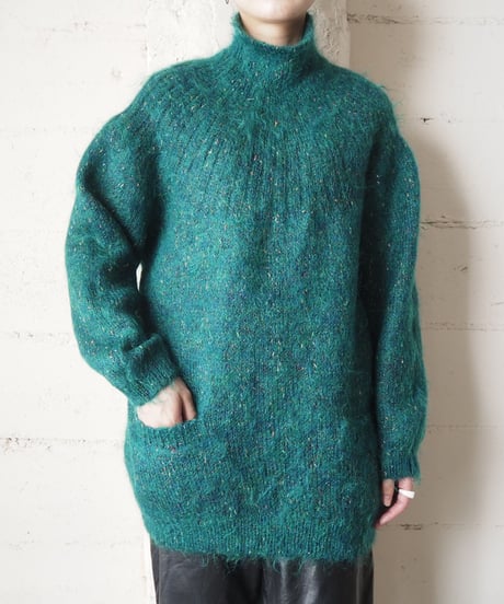 Drop Shoulder Glitter Mohair Knit GN