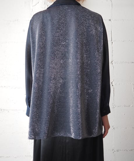 Sheer Sleeve Lame Mix Shirt SV NV