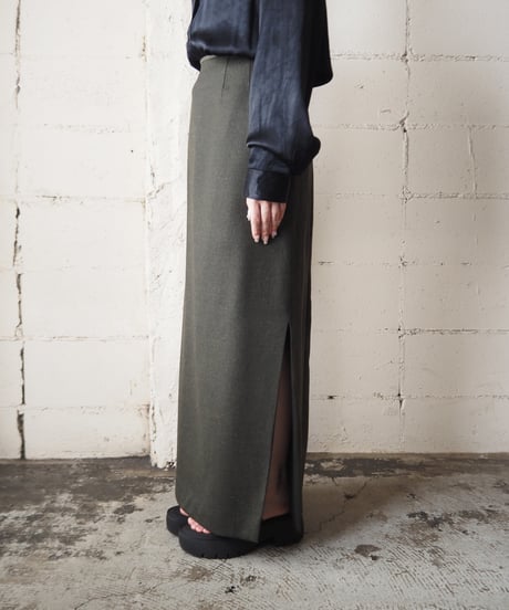 Side Slit Wool Tight Skirt KA