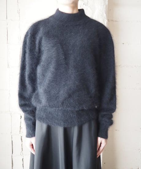 Mock Neck Angora Mix Knit BK