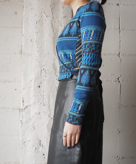 KENZO JEANS Ethnic Pattern Cache Coeur Tops BLGNYE