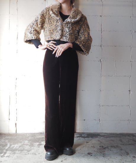 Leopard Pattern Short Fake Fur Jacket BE