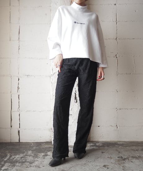 Tape Embroidery Straight Pants BK