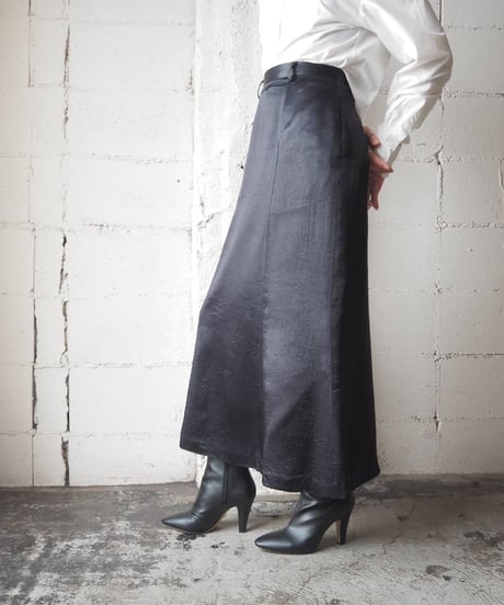 Satin Flared Long Skirt BK