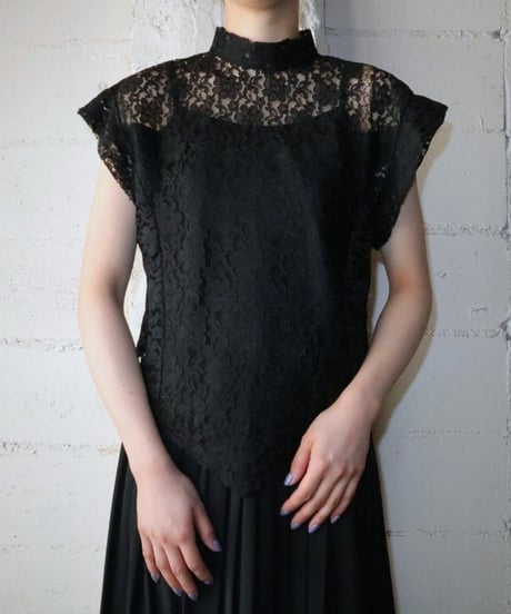 French Sleeve Lace Blouse BK