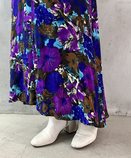 Stand Collar Flower Pattern Dress BLPUR