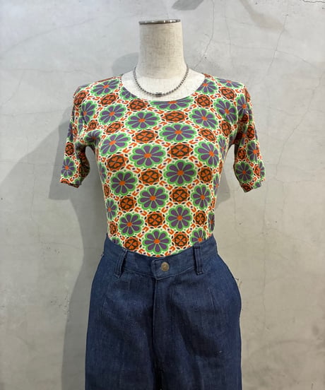 Flower Pattern Cotton Tops ORPURGN