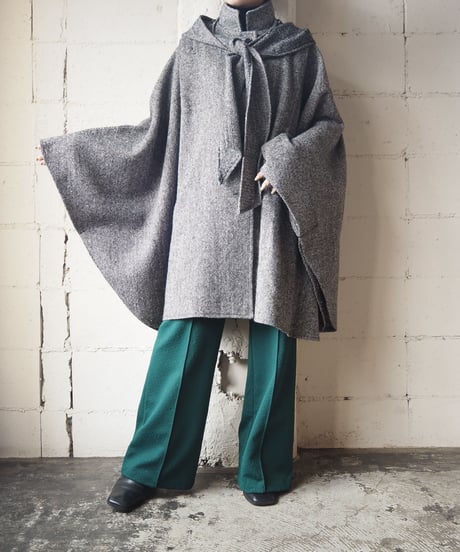Tweed Cape Coat Removable Hood BKWH