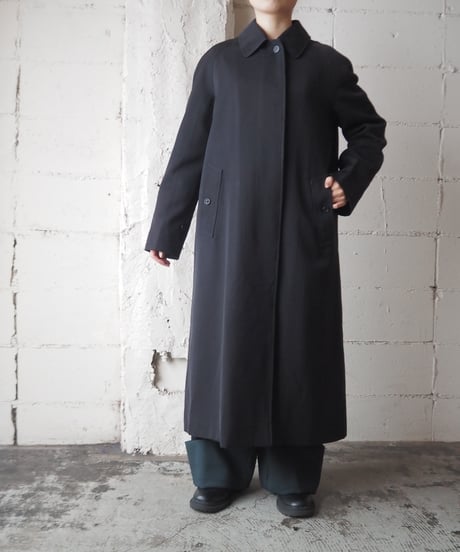 Burberrys' Wool Stand Fall Collar Long Coat NV