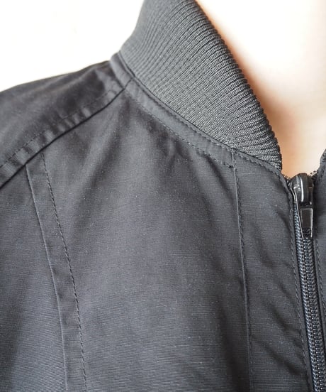 Super Long Rib Zip Up Jacket BK