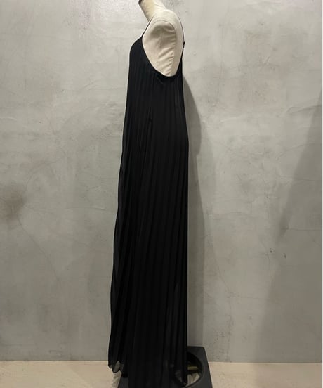 Sheer Layered Pleated Camisole Dress BK