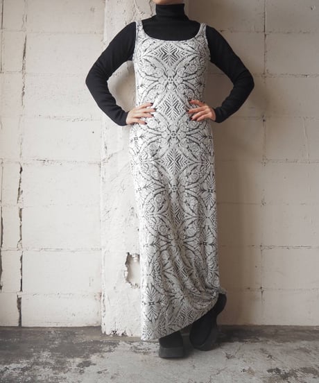 Opal Velour Arabesque Pattern Sleeveless Dress LGR