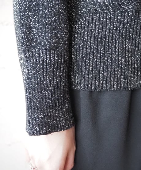 V Neck Lame Knit BKSV