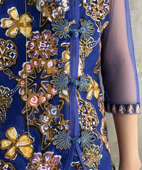 Sheer Flower Pattern China Blouse BKYE