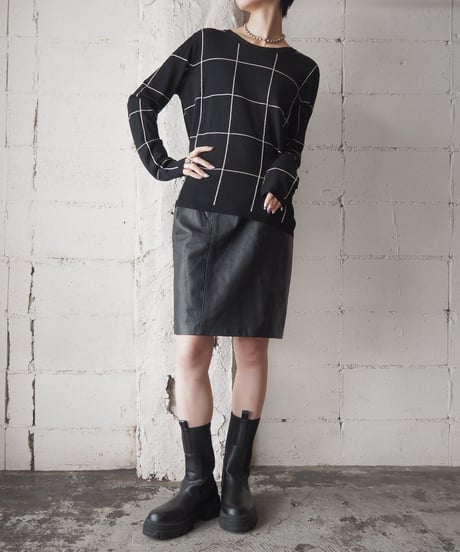 Max Mara Lame ×Check Pattern Knit BK