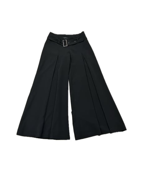 Belted Center Press Tuck Pants BK