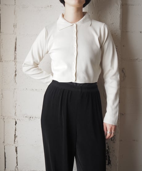 Cropped Polo Knit Cardigan IV