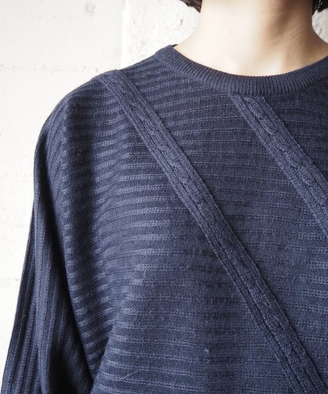 Dolman Sleeve Border Design Knit NV