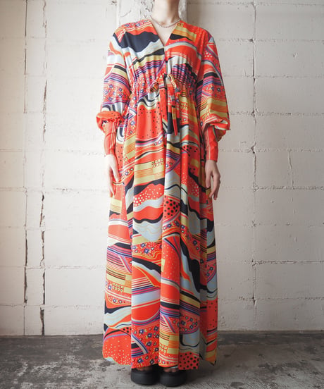1970's Psychedelic Pattern Dress OR
