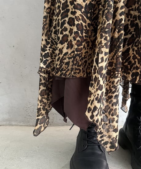 Leopard Pattern Hem Design Skirt BRBK